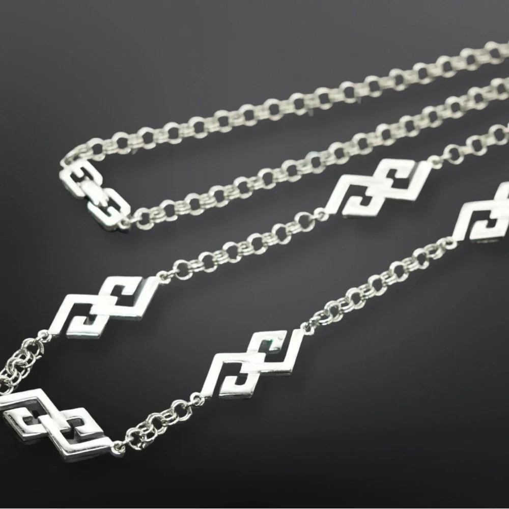 AUTHENTIC VINTAGE GIVENCHY SILVERTONE CHAIN GG CLASP LONG NECKLACE 30" NR - Picture 1 of 12